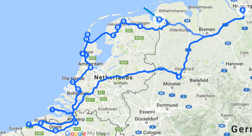 Google Map Karte über meine Fahrtroute